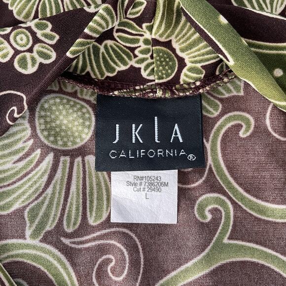 Y2K Tank Top Size Large L Brown Green Floral Empire Waist Babydoll Stretch Boho - Picture 7 of 9